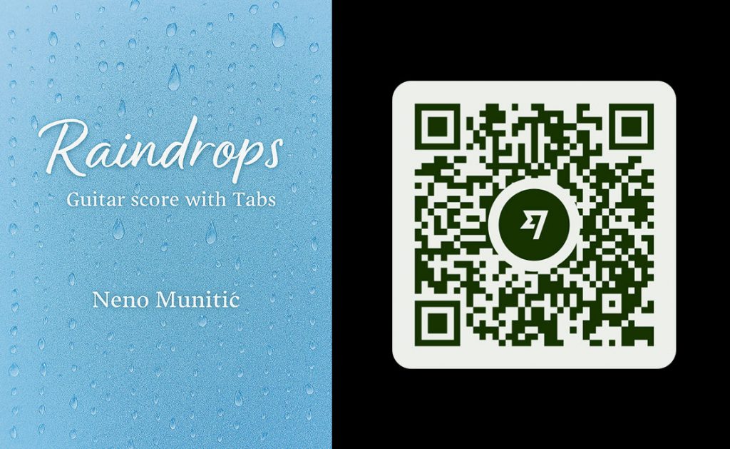 Guitar score with tabs Raindrops